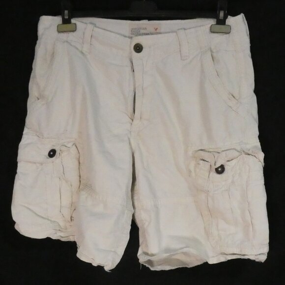 AMERICAN EAGLE OUTFITTERS - Classic Length | size 34 | Cream Cargo Shorts - Picture 1 of 14
